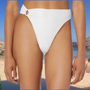 NWT L*Space White Iridescent High-Waisted Bikini Bottom
